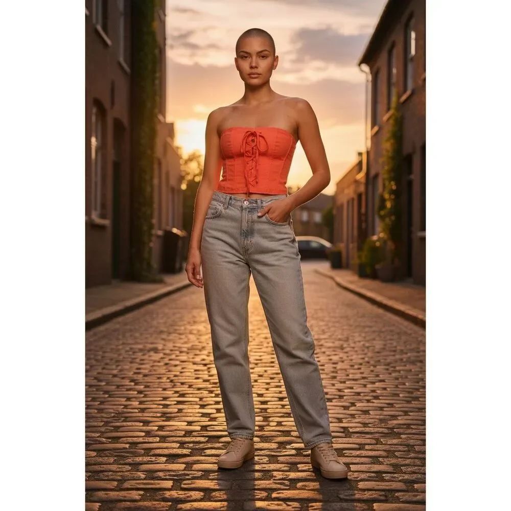 Nude Brand Red Lace Up Corset Top in Red NWT Size 40/ Small
